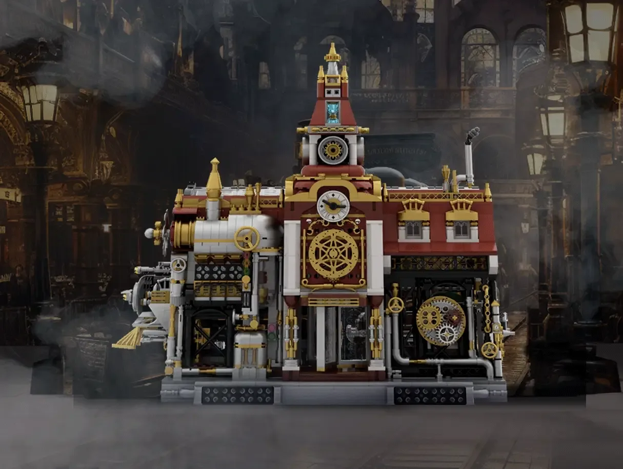 Pantasy Steampunk-Gebäude mit Uhrturm
