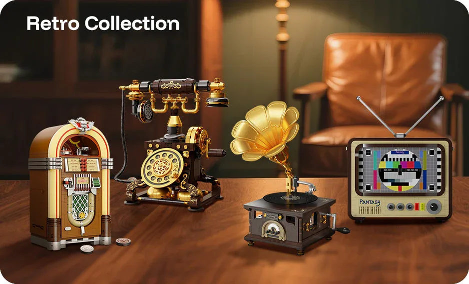 Pantasy Retro Collection mit Jukebox, Telefon, Grammofon und Fernseher